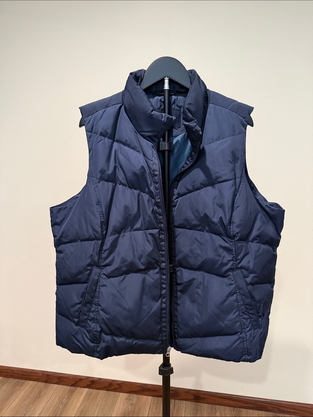 Lands' End Navy Quilted Vest with Logo Detail